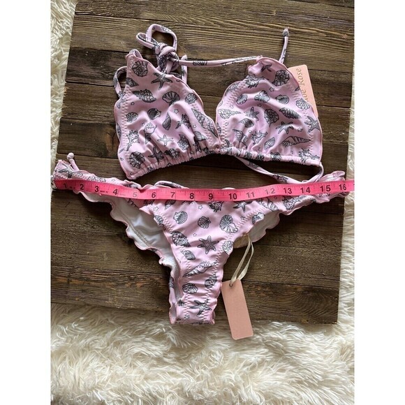 Chloe Rose NWT Pink Seashell Daisy 2 Piece Bikini Swimsuit Size Large - Picture 10 of 10
